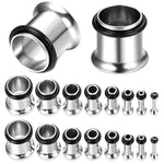 BodyJ4You 18PC Tunnel Kit Ear Plugs Stretching Set 14G-00G Stainless Steel Single Flare Expanders - BodyJ4you