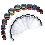 BodyJ4You 24PC Big Gauges Kit Stretching 00G-20mm Multicolor Acrylic Tapers Steel Plugs Tunnels Set - BodyJ4you