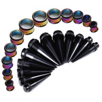 BodyJ4You 24PC Big Gauges Kit Stretching 00G-20mm Multicolor Acrylic Tapers Steel Plugs Tunnels Set - BodyJ4you