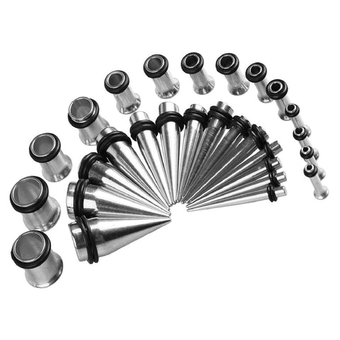 BodyJ4You 28PC Gauges Kit Ear Stretching 12G-0G Surgical Steel Tunnel Plugs Tapers Piecing Set - BodyJ4you