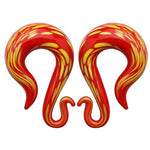 BodyJ4You 2PC Glass Ear Tapers Hanger Plugs 2G-14mm Lava Red Teardrop Twist Gauges Piercing - BodyJ4you