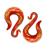 BodyJ4You 2PC Glass Ear Tapers Hanger Plugs 2G-14mm Lava Red Teardrop Twist Gauges Piercing - BodyJ4you