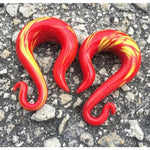 BodyJ4You 2PC Glass Ear Tapers Hanger Plugs 2G-14mm Lava Red Teardrop Twist Gauges Piercing - BodyJ4you