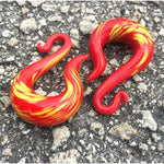 BodyJ4You 2PC Glass Ear Tapers Hanger Plugs 2G-14mm Lava Red Teardrop Twist Gauges Piercing - BodyJ4you