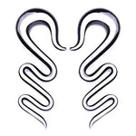 BodyJ4You 2PC Glass Ear Tapers Plugs 4G-16mm Black White Zebra Zigzag Gauges Piercing Jewelry - BodyJ4you