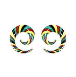 BodyJ4You 2PC Glass Ear Tapers Plugs 6G-14mm Rasta Flag Multicolor Spiral Gauges Piercing Set - BodyJ4you