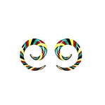 BodyJ4You 2PC Glass Ear Tapers Plugs 6G-14mm Rasta Flag Multicolor Spiral Gauges Piercing Set - BodyJ4you