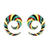 BodyJ4You 2PC Glass Ear Tapers Plugs 6G-14mm Rasta Flag Multicolor Spiral Gauges Piercing Set - BodyJ4you