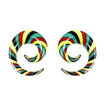 BodyJ4You 2PC Glass Ear Tapers Plugs 6G-14mm Rasta Flag Multicolor Spiral Gauges Piercing Set - BodyJ4you