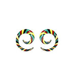 BodyJ4You 2PC Glass Ear Tapers Plugs 6G-14mm Rasta Flag Multicolor Spiral Gauges Piercing Set - BodyJ4you