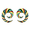BodyJ4You 2PC Glass Ear Tapers Plugs 6G-14mm Rasta Flag Multicolor Spiral Gauges Piercing Set - BodyJ4you