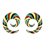 BodyJ4You 2PC Glass Ear Tapers Plugs 6G-14mm Rasta Flag Multicolor Spiral Gauges Piercing Set - BodyJ4you