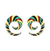 BodyJ4You 2PC Glass Ear Tapers Plugs 6G-14mm Rasta Flag Multicolor Spiral Gauges Piercing Set - BodyJ4you