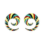 BodyJ4You 2PC Glass Ear Tapers Plugs 6G-14mm Rasta Flag Multicolor Spiral Gauges Piercing Set - BodyJ4you