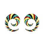 BodyJ4You 2PC Glass Ear Tapers Plugs 6G-14mm Rasta Flag Multicolor Spiral Gauges Piercing Set - BodyJ4you