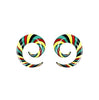 BodyJ4You 2PC Glass Ear Tapers Plugs 6G-14mm Rasta Flag Multicolor Spiral Gauges Piercing Set - BodyJ4you