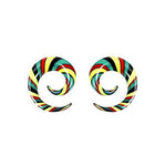 BodyJ4You 2PC Glass Ear Tapers Plugs 6G-14mm Rasta Flag Multicolor Spiral Gauges Piercing Set - BodyJ4you
