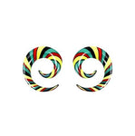 BodyJ4You 2PC Glass Ear Tapers Plugs 6G-14mm Rasta Flag Multicolor Spiral Gauges Piercing Set - BodyJ4you