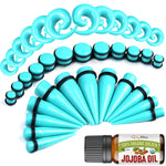 BodyJ4You 36PC Ear Stretching Kit - 00G-20mm Big Gauges - Aftercare Jojoba Oil - Multicolor Acrylic No Flare Plugs Tapers Heavy Weights Spirals - Stretchers Expanders Eyelets - BodyJ4you