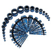 BodyJ4You 36PC Gauges Kit Ear Lobe Stretching Set | Single Flare Tunnel Plugs Expander Tapers | 14G-00G White Blue Black Splatter Steel Body Jewelry - BodyJ4you