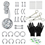 BodyJ4You 36PC PRO Piercing Kit Stainless Steel 14G 16G Belly Ring Tongue Nipple Nose Jewelry - BodyJ4you