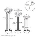 BodyJ4You 3PC Labret Stud Tragus Earring Set 16G Goldtone Black Steel CZ Crystal Helix Monroe Cartilage - BodyJ4you