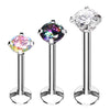 BodyJ4You 3PC Labret Stud Tragus Earring Set 16G Steel Clear Aurora CZ Crystal Helix Monroe Cartilage - BodyJ4you