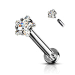 BodyJ4You 3PC Labret Stud Tragus Earring Set 16G Steel Clear Star Heart CZ Crystal Helix Monroe Cartilage - BodyJ4you