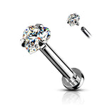 BodyJ4You 3PC Labret Stud Tragus Earring Set 16G Steel Clear Star Heart CZ Crystal Helix Monroe Cartilage - BodyJ4you