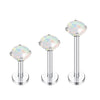 BodyJ4You 3PC Labret Stud Tragus Earring Set 16G Steel White Created-Opal Stone Helix Monroe Cartilage - BodyJ4you