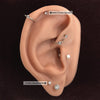 BodyJ4You 3PC Labret Tragus Stud Earrings | 16G Black Surgical Steel Pink Black Clear CZ Crystal | Monroe Helix Cartialge Conch Medusa Lip | Body Piercing Jewelry Set - BodyJ4you