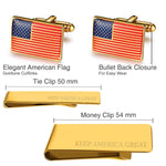 BodyJ4You 4PC Cufflinks Tie Bar Money Clip Button Keep America Great American Flag Gift Box - BodyJ4you
