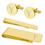 BodyJ4You 4PC Cufflinks Tie Bar Money Clip Button Shirt Personalized Initials Alphabet A-Z Gift Set - BodyJ4you