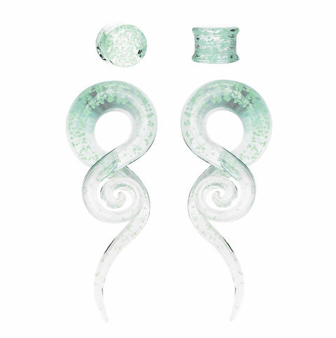 BodyJ4You 4PC Glass Ear Tapers Plugs 4G-14mm Green Glow Dark Handmade Gauges Piercing Jewelry Set - BodyJ4you