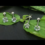 BodyJ4You 4PCS Clear CZ Tongue Rings Set Surgical Steel 14G Straight Piercing Barbells Body Jewelry - BodyJ4you