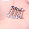 BodyJ4You 4PCS Clear CZ Tongue Rings Set Surgical Steel 14G Straight Piercing Barbells Body Jewelry - BodyJ4you