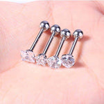 BodyJ4You 4PCS Clear CZ Tongue Rings Set Surgical Steel 14G Straight Piercing Barbells Body Jewelry - BodyJ4you