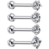 BodyJ4You 4PCS Clear CZ Tongue Rings Set Surgical Steel 14G Straight Piercing Barbells Body Jewelry - BodyJ4you