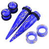 BodyJ4You 50PC Ear Stretching Kit Aftercare Jojoba Oil / Royal Blue Goldtone Tapers Acrylic Gauges 14G-00G / Tunnels Flexible Silicone Expander 8G-12mm / Durable Lightweight - BodyJ4you