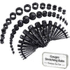 BodyJ4You 50PC Gauges Kit Ear Stretch Aftercare Balm 14G-12MM Black White Splatter Tunnel Plug Taper - BodyJ4you