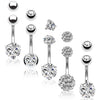 BodyJ4You 5PC Belly Button Rings 14G Stainless Steel CZ Girl Women Navel 5 Replacement Balls Pack - BodyJ4you