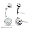 BodyJ4You 5PC Belly Button Rings 14G Stainless Steel CZ Girl Women Navel 5 Replacement Balls Pack - BodyJ4you