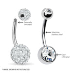 BodyJ4You 5PC Belly Button Rings 14G Stainless Steel CZ Girl Women Navel 5 Replacement Balls Pack - BodyJ4you
