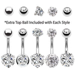 BodyJ4You 5PC Belly Button Rings 14G Stainless Steel CZ Girl Women Navel 5 Replacement Balls Pack - BodyJ4you