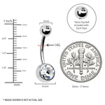 BodyJ4You 5PC Belly Button Rings 14G Stainless Steel CZ Girl Women Navel 5 Replacement Balls Pack - BodyJ4you