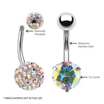 BodyJ4You 6PC Belly Button Rings 14G Steel CZ Created-Opal Navel Banana Girl Women Jewelry Set - BodyJ4you