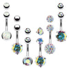 BodyJ4You 6PC Belly Button Rings 14G Steel CZ Created-Opal Navel Banana Girl Women Jewelry Set - BodyJ4you