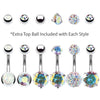 BodyJ4You 6PC Belly Button Rings 14G Steel CZ Created-Opal Navel Banana Girl Women Jewelry Set - BodyJ4you