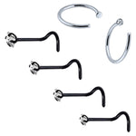 BodyJ4You 6PCS Nose Screw Stud 20G Stainless Steel Nose Hoop Ring Piercing Jewelry (0.8mm) - BodyJ4you