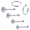 BodyJ4You 6PCS Nose Screw Stud 20G Stainless Steel Nose Hoop Ring Piercing Jewelry (0.8mm) - BodyJ4you